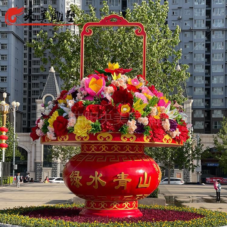 花篮雕塑标准，广场系列，户外景区花篮雕塑指用